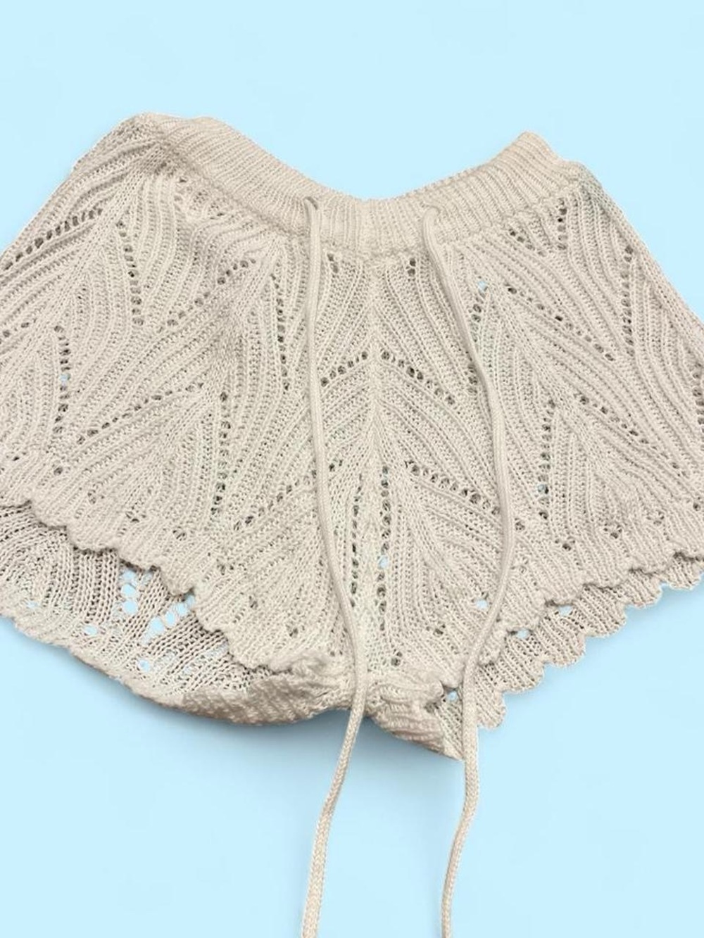 Women Swim Coverup Crochet Drawstring Skirt in Beige